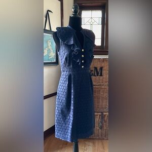 Shoshanna Eyelet Cocktail Dress with Jabot Ruffle